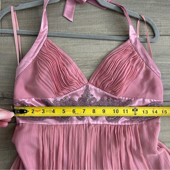 BCBG Maxazria Pink Halter Silk Beaded Halter Long Evening Dress NWT 8 - Picture 10 of 11